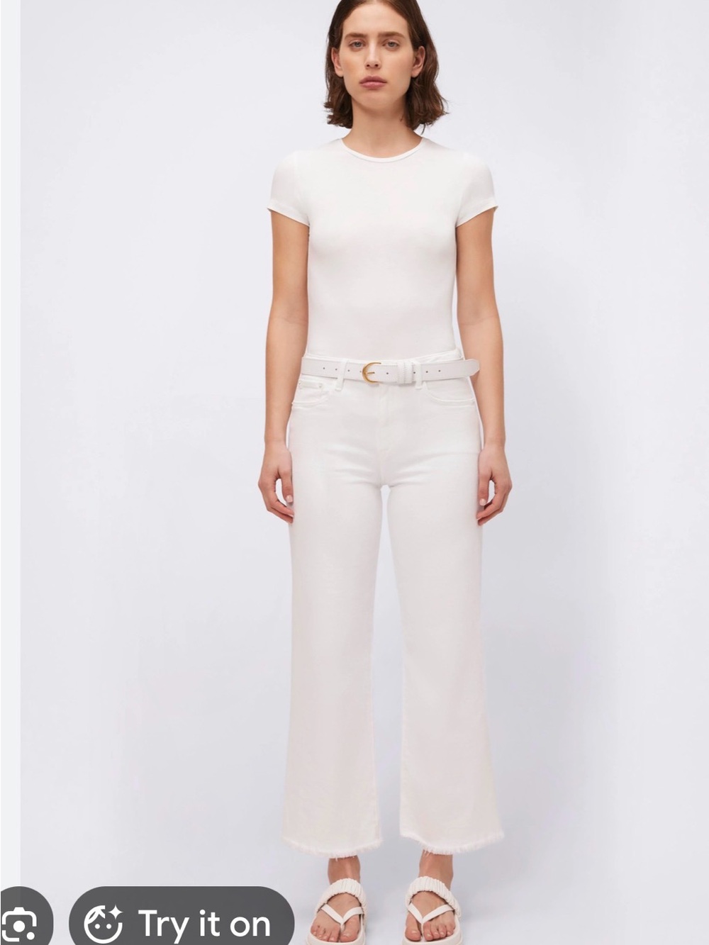 Simkhai Mid-Rise Wide Leg Frayed Hem Denim